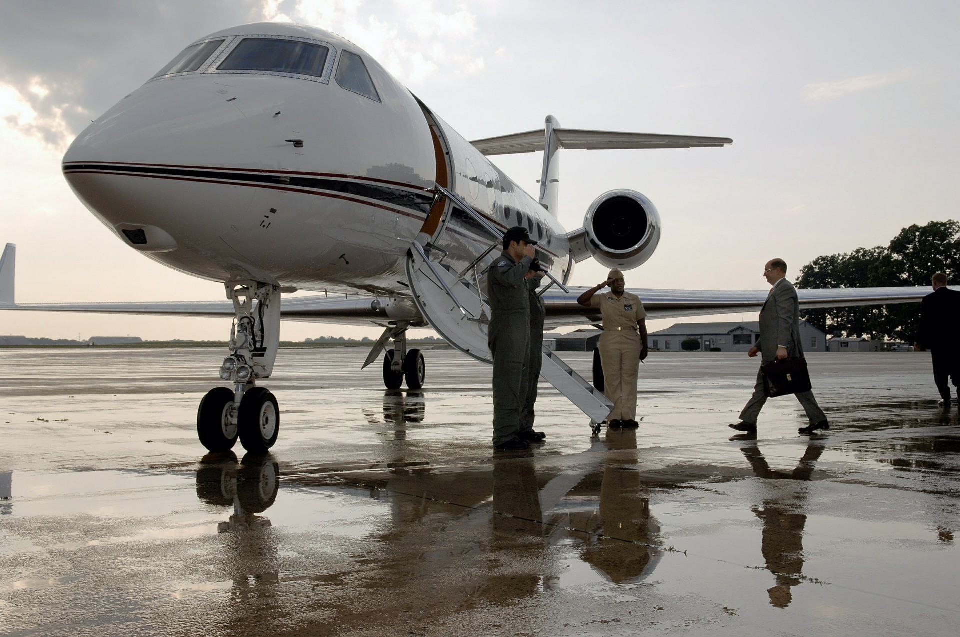 Boarding private jet
