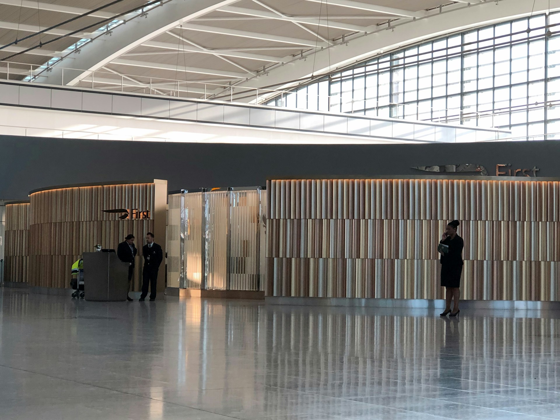 The British Airways Galleries First lounge at Terminal Heathrow airport with passengers being dropped off by Executive-Chauffeur.com.